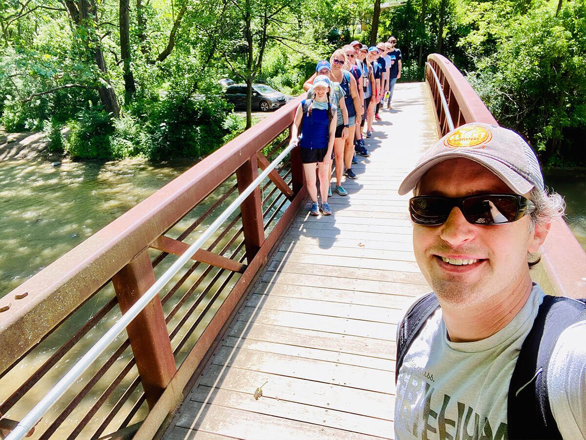 Forge3 Team - Hiking on a Bridge